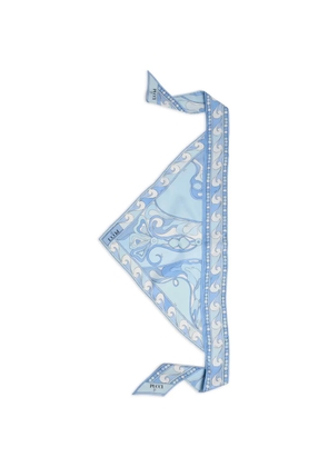 PUCCI Orchidee-print silk triangle scarf - Blue