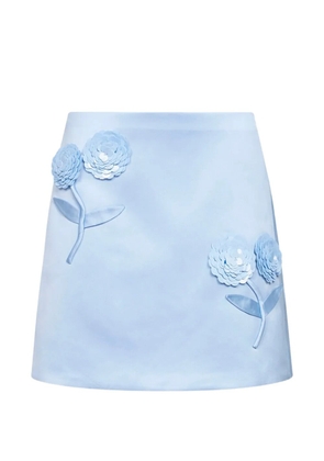 Self-Portrait sequin flowers mini skirt - Blue