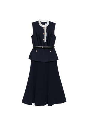 Self-Portrait ruffle-trim belted dress - Blue
