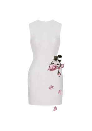 Cristina Savulescu rose-appliqué sleeveless mini dress - White
