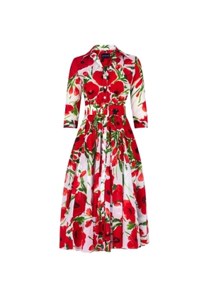 Samantha Sung Aster floral-print belted dress - Red