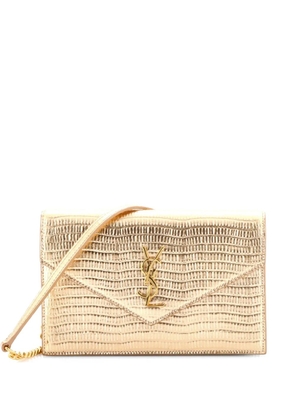Saint Laurent Pre-Owned Classic Monogram Wallet on Chain Lizard Embossed Leather Small crossbody bag - Gold