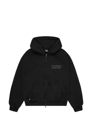 BROKEN PLANET logo-detail zip-up hoodie - Black