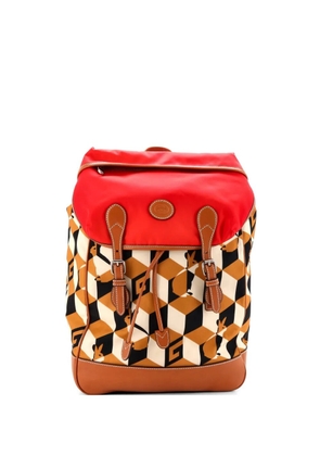 Gucci Pre-Owned Interlocking G Patch Flap Buckle Printed Nylon with Canvas and Leather backpack - Neutrals