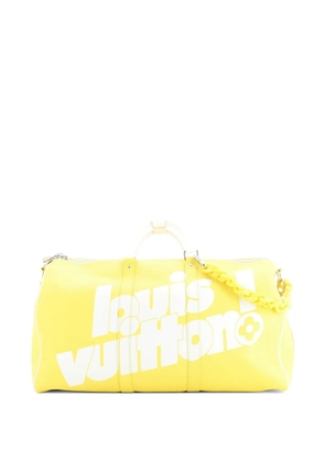 Louis Vuitton Pre-Owned Keepall Bandouliere Bag Everyday Signature Printed Leather 50 travel bag - White
