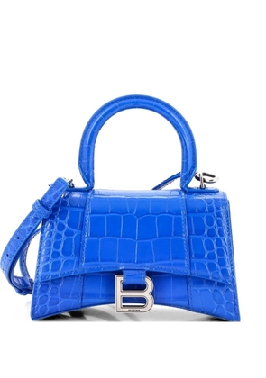 Balenciaga Pre-Owned Hourglass Top Handle Bag Crocodile Embossed Leather XS satchel - Blue