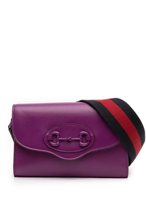 Gucci Pre-Owned 2016-2026 Mini Leather Horsebit 1955 Web crossbody bag - Purple