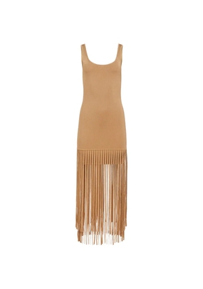 Toccin Roxanne scoop-neck fringed midi dress - Neutrals