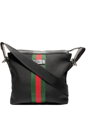 Gucci Pre-Owned 2000-2010s striped canvas shoulder bag - Black