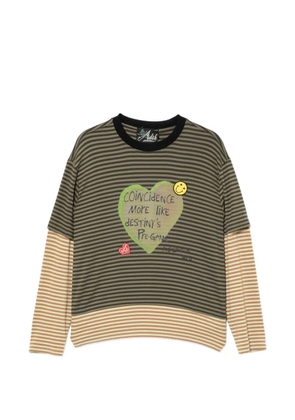 Andersson Bell Heart Message striped T-shirt - Green