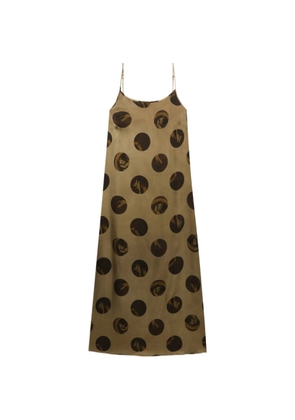 Uma Wang polka-dot slip midi dress - Brown