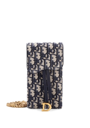 Christian Dior Pre-Owned Vertical Saddle Chain Pouch Oblique Canvas clutch bag - Blue