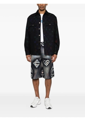 Casablanca logo-pattern denim shirt - Black