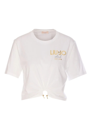 LIU JO logo-detail cropped T-shirt - White