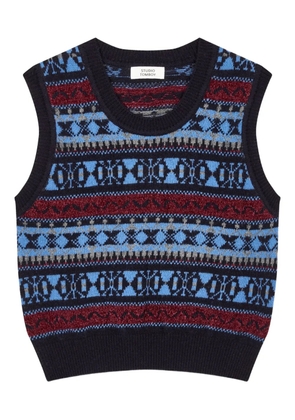 TOMBOY pattern rib knit vest - Blue