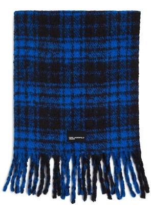 Karl Lagerfeld Jeans checked knitted scarf - Blue