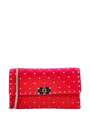 Valentino Garavani Pre-Owned Rockstud Spike Wallet on Chain Quilted Velvet Small crossbody bag - Pink