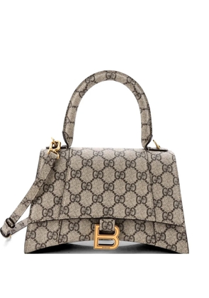Gucci Pre-Owned x Balenciaga The Hacker Project Hourglass Top Handle Bag GG Coated Canvas Small shoulder bag - Brown