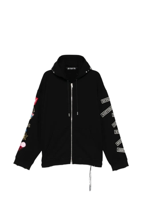Mastermind Japan embroidered patch zip-up hoodie - Black