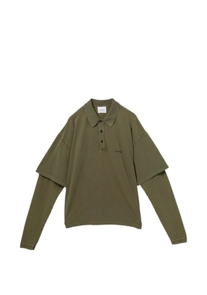 Halfboy logo-embroidered long sleeve polo top - Green
