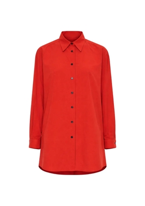 Dusan button-down pointed-collar cotton shirt - Red