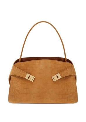 Ferragamo medium Hug suede shoulder bag - Brown