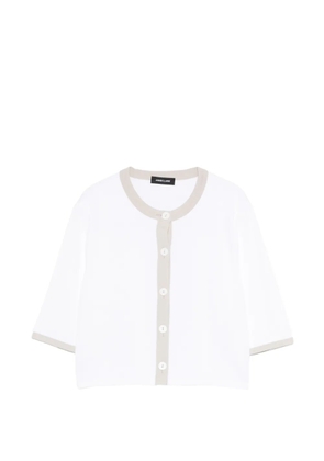 anne claire trim button cardigan - White