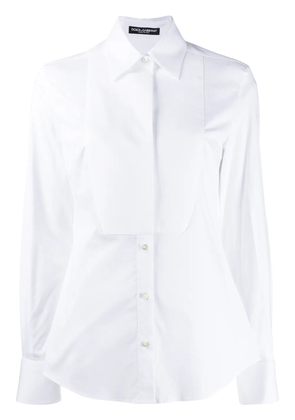 Dolce & Gabbana stretch-poplin tuxedo shirt - White