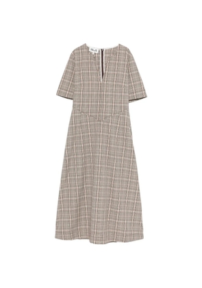 Baum Und Pferdgarten Avia checked V-neck midi dress - Neutrals