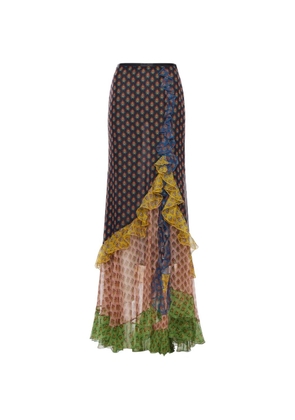 ETRO floral-print ruffled skirt - Blue