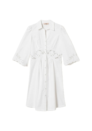 TWINSET lace-detail midi shirt dress - White