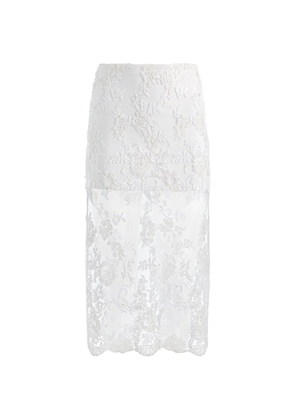 alice + olivia Medine embellished lace midi skirt - White