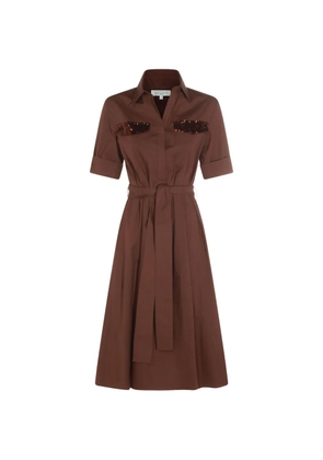 Antonelli sequin-embellished belted midi dress - Brown