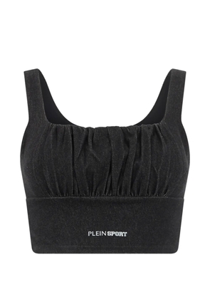 Plein Sport logo-print crop top - Black