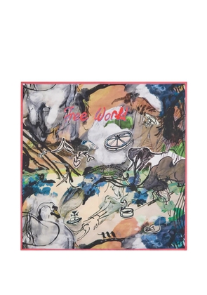 Vivienne Westwood Free World printed silk scarf - Neutrals