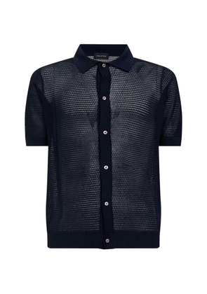 Tagliatore pointelle ribbed polo shirt - Blue