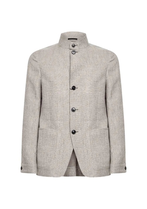 Zegna Il Conte Oasi button micro-check jacket - Neutrals