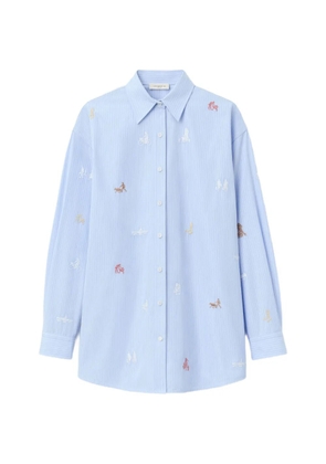 Lafayette 148 striped embroidered shirt - Blue