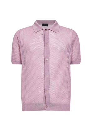 Tagliatore pointelle-knit short-sleeve shirt - Pink