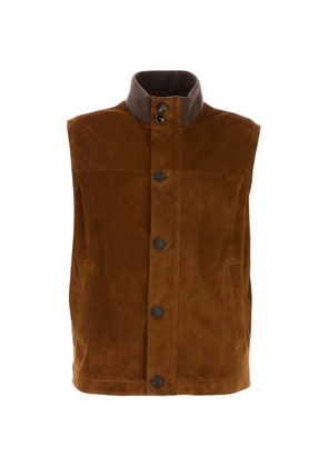 Brioni suede buttoned gilet - Brown
