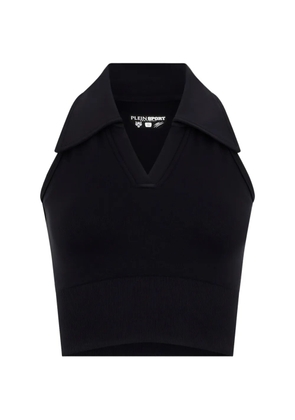 Plein Sport ponited-collar crop top - Black