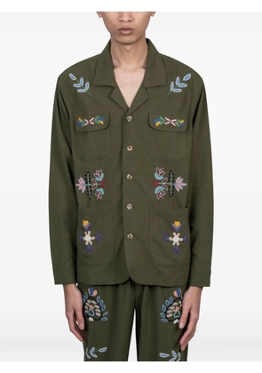 Baziszt embroidered pocket shirt - Green