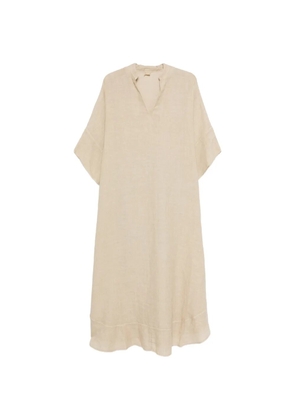 120% Lino V-neck shift dress - Neutrals