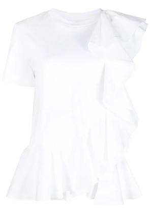 Alexander McQueen asymmetric ruffled T-shirt - White