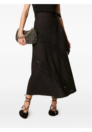 TWINSET lace belted midi skirt - Black