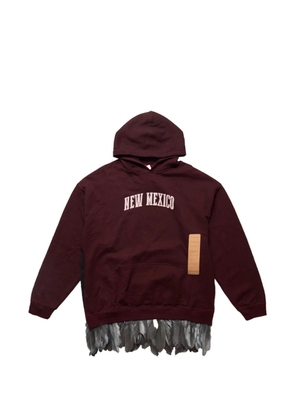 4SDESIGNS New Mexico feather-trim hoodie - Red