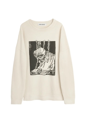 OUR LEGACY Slack graphic-print round-neck sweatshirt - Neutrals