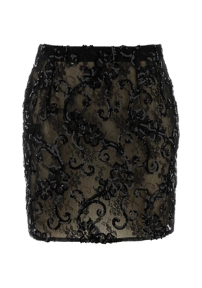 Alessandra Rich lace detail mini skirt - Black