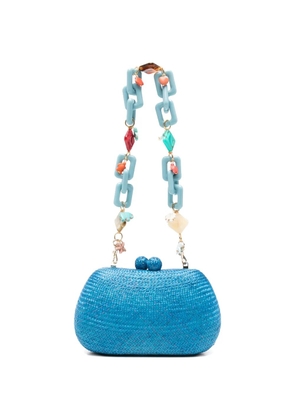 SERPUI Heidi woven charm-chain clutch bag - Blue