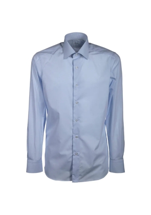 Fray italian collar cotton shirt - Blue